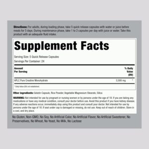 Piping Rock Creatine Monohydrate Capsules | 3500 mg | 120 Pills | Non-GMO, Gluten Free Supplement