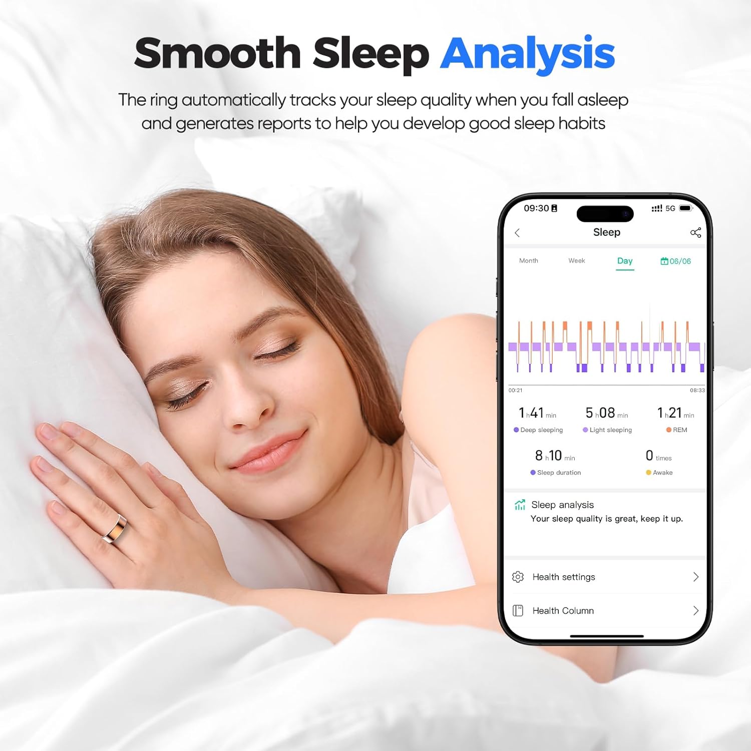 Smart Ring for Women & Men, Health Tracker with Sleep,Exercise Monitoring, iOS&Android Compatible, IP68 Waterproof, No Subscription, 5-Day Battery (Silver, 7) - Image 7