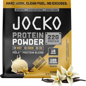 Jocko Fuel Mölk Whey Protein Powder 22g Protein – Low Sugar Monk Fruit Blend – Muscle Recovery & Growth, Packaging May Vary (28 Servings, Vanilla Milkshake)
