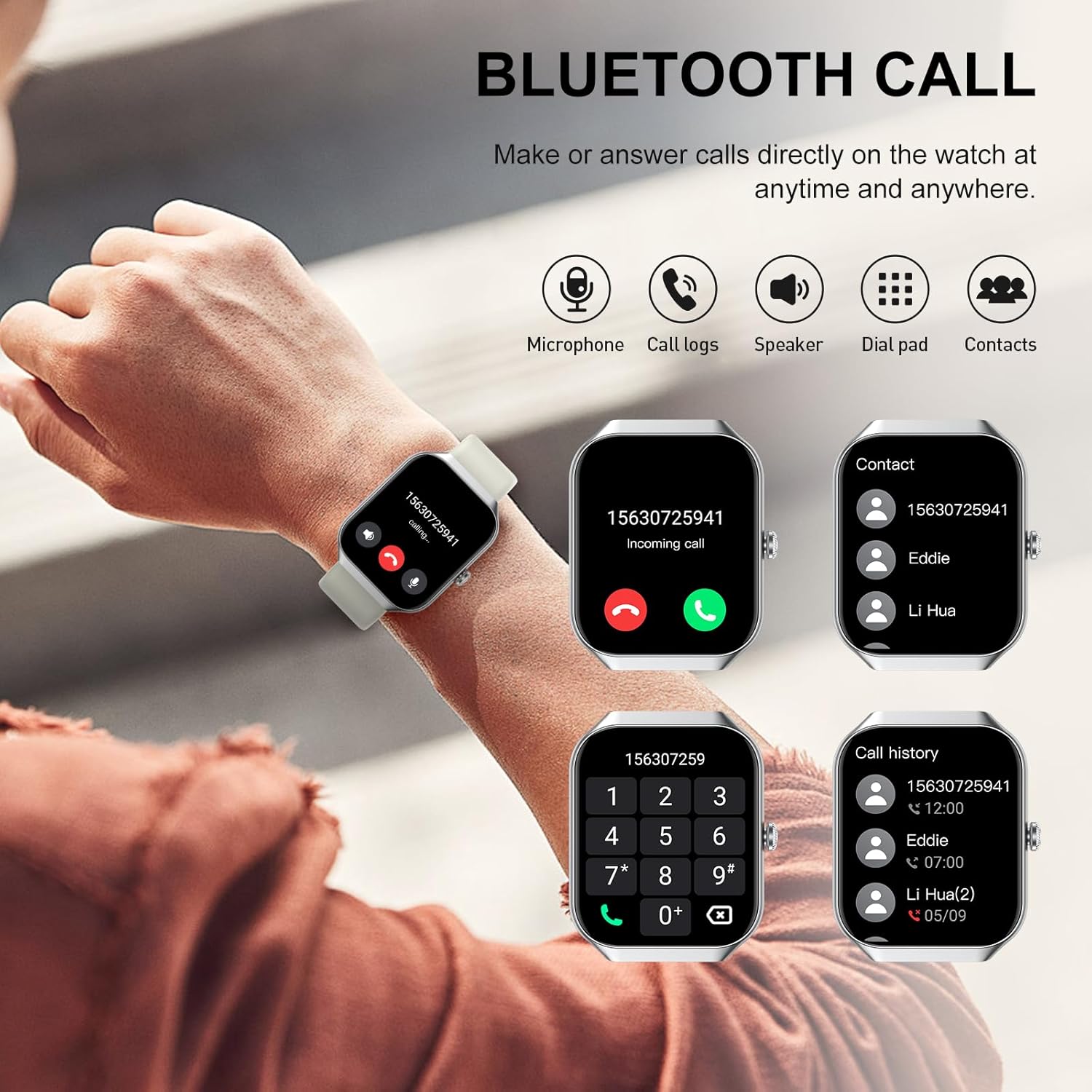 Jugeman Smart Watches for Women(Answer/Make Call), 1.96" HD New Smartwatch with Heart Rate/Sleep Monitor/Pedometer/Calories, 113+ Sports Modes, Fitness Watch IP68 Waterproof for Android iOS Beige - Image 2