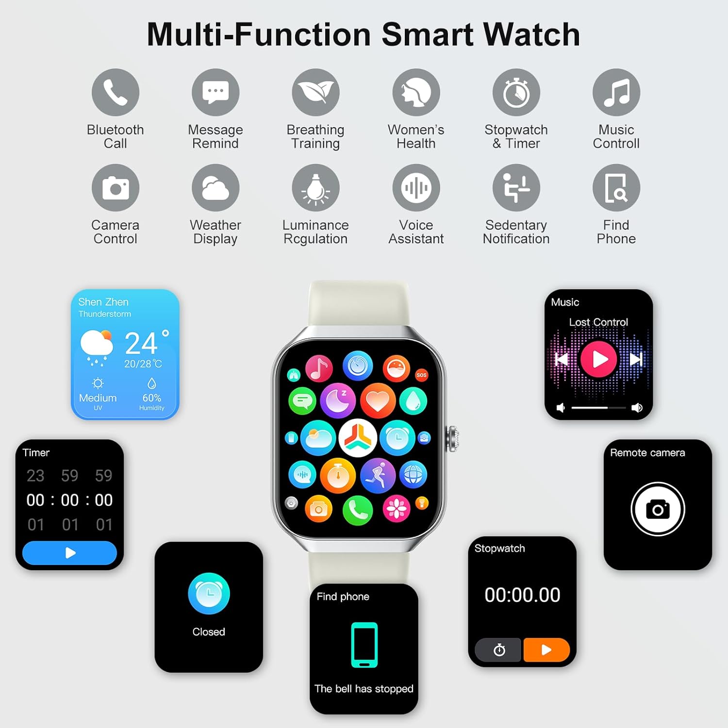 Jugeman Smart Watches for Women(Answer/Make Call), 1.96" HD New Smartwatch with Heart Rate/Sleep Monitor/Pedometer/Calories, 113+ Sports Modes, Fitness Watch IP68 Waterproof for Android iOS Beige - Image 5