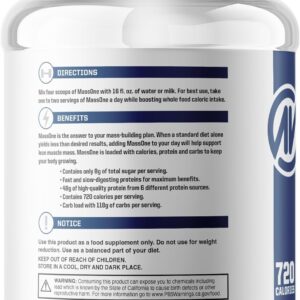 NutraOne Massone Mass Gainer Protein Powder Gain Mass Protein Meal Replacement (Chocolate Peanut Butter – 7 lbs.)