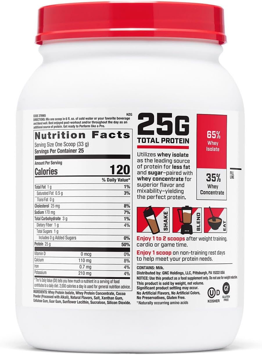 GNC Pro Performance 100% Whey Protein Powder 2.0, Fast Absorbing for Muscle Strength and Recovery, Chocolate, 25 Servings - Image 2
