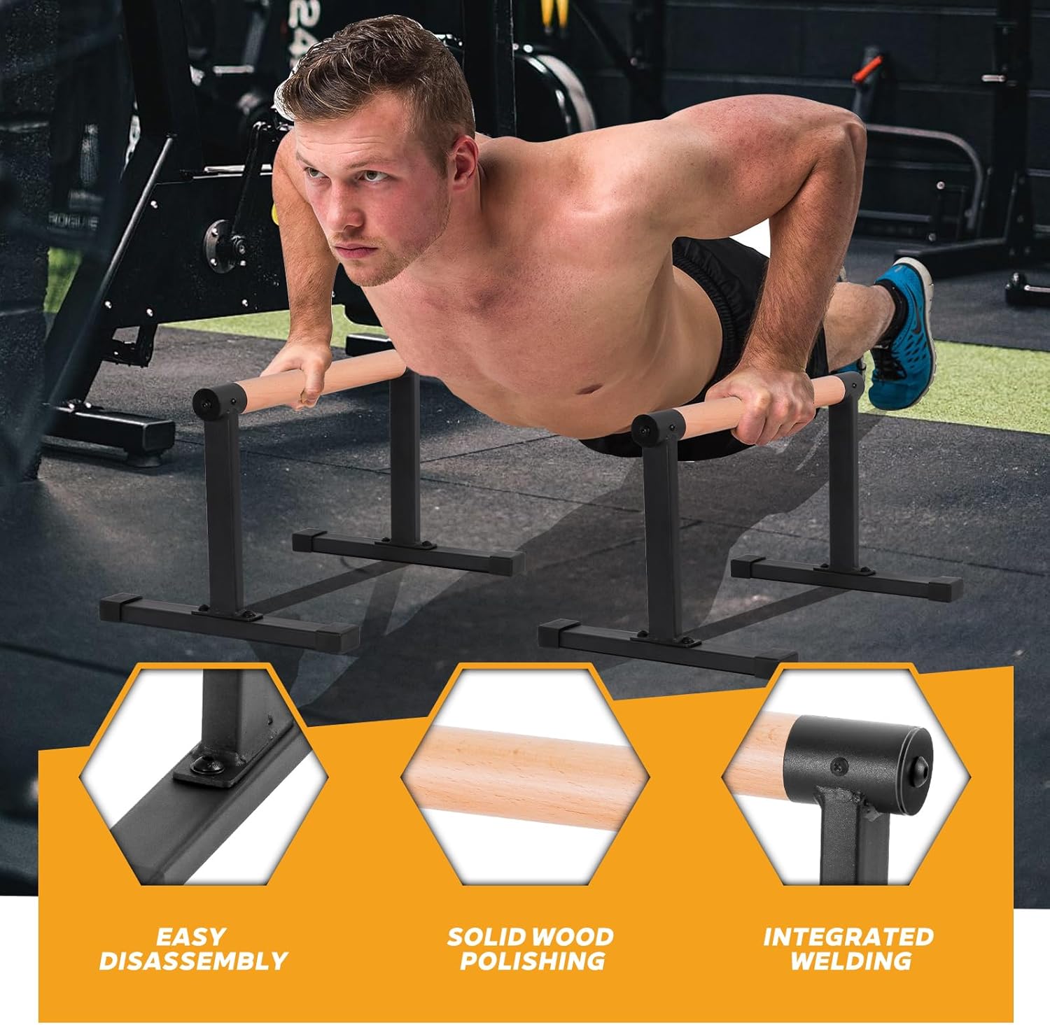 Wooden Parallettes Bars - Push Up Bars Calisthenics Equipment for Handstand Training - Image 5