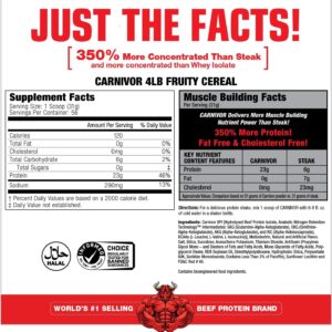 MuscleMeds CARNIVOR Beef Protein Isolate Powder, Muscle Building, Recovery, Lactose Free, Sugar Free, Fat, Free, 23g Protein, Fruity Cereal, 56 Servings