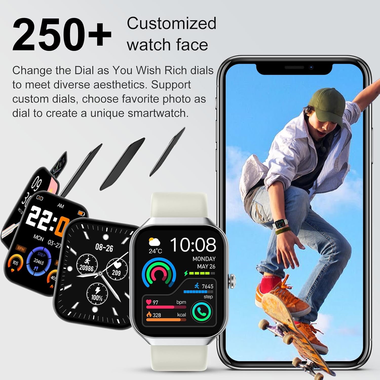 Jugeman Smart Watches for Women(Answer/Make Call), 1.96" HD New Smartwatch with Heart Rate/Sleep Monitor/Pedometer/Calories, 113+ Sports Modes, Fitness Watch IP68 Waterproof for Android iOS Beige - Image 6