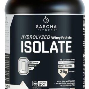 SASCHA FITNESS Hydrolyzed Whey Protein Isolate,100% Grass-Fed (2 Pounds, All) (Unflavored)