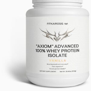 Axiom Advanced 100% Whey Protein Isolate – Vanilla | 22g Grass-Fed Whey Isolate Protein | Fast-Digesting | Supports Muscle Growth, Recovery & Lean Strength | 28.4oz (805g)