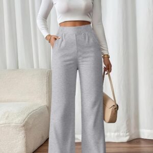 Women’s High Waist Wide Leg Pants – Loose Casual Full-Length Trousers with Pockets | Elegant Everyday Lounge Style