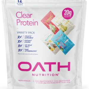 Oath Nutrition Clear Whey Isolate Protein Powder Variety Pack, 12 Pack