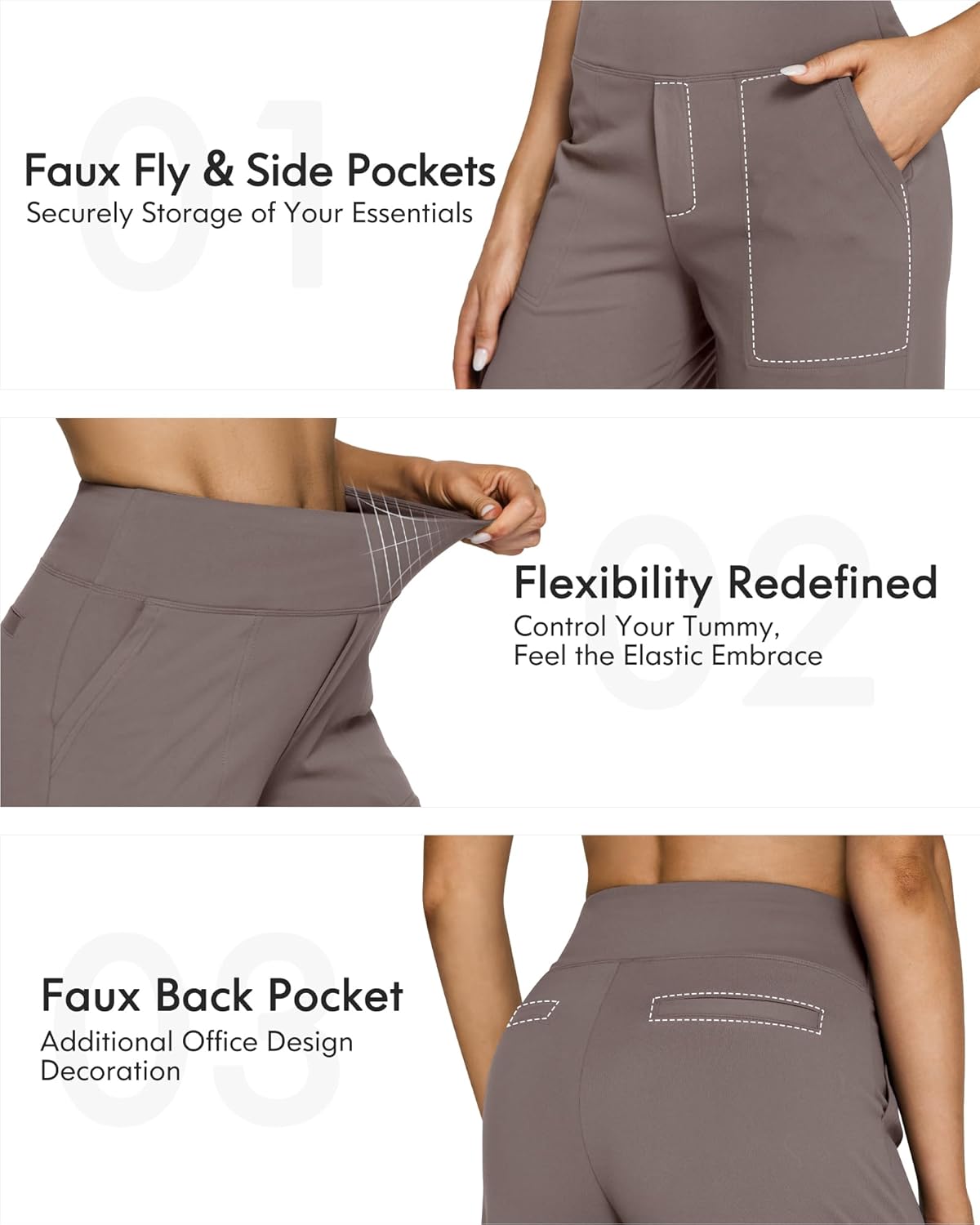 G4Free EverGoing Yoga Pants Women Wide Leg Pants with Pockets High Waist Stretch Dress Casual Sweatpants Petite/Regular/Tall - Image 4