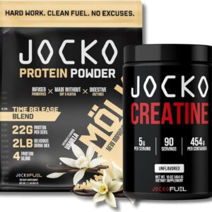Jocko Fuel Bundle – Vanilla Mölk Protein Powder + Creatine Monohydrate Powder for Men & Women – Bundle for Atheltic Performance, Recovery, & Muscle Growth