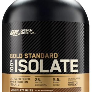 Optimum Nutrition Gold Standard 100% Isolate, Protein Powder, Chocolate Bliss, 3 Pounds, 44 Servings. Whey Protein Isolate (Packaging May Vary)