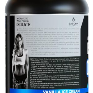 SASCHA FITNESS Hydrolyzed Whey Protein Isolate,100% Grass-Fed (2 Pounds, Vanilla)