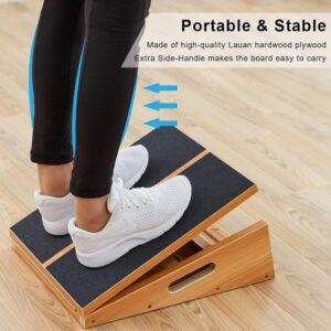 StrongTek Professional Wooden Slant Board, Adjustable Incline Board, and Calf Stretcher, Stretch Board – Extra Side-Handle Design for Portability, Full-Coverage