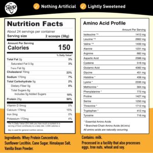 TGS Nutrition Vanilla Whey Protein Powder 2lb – No Artificial Sweeteners, Natural Ingredients, Undenatured, No Stevia, Non GMO – 25g Protein for Women & Men Shakes, Smoothies – Aids Muscle Gain