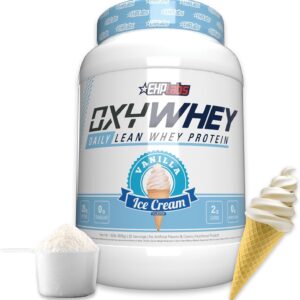 EHP Labs OxyWhey Whey Protein Isolate – 25g High Protein, Low Carb, Sugar Free Meal Replacement – Lean Whey Powder for Muscle Recovery – Non-GMO, Gluten Free – 25 Serves – Vanilla Ice Cream