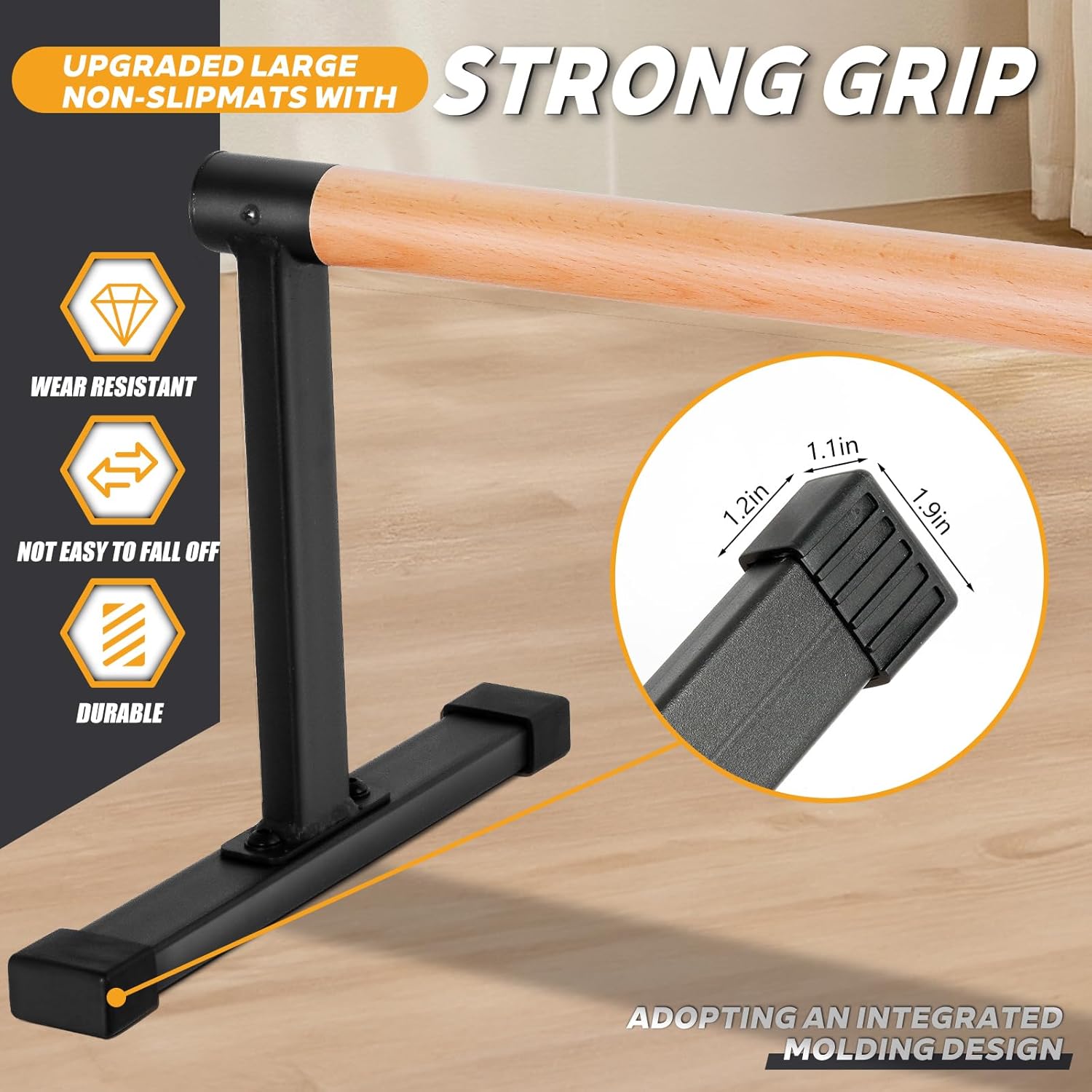 Wooden Parallel Bars 20" Length 12" Height,Dip Bar with Thick Beech Handles, Push-up stands for Handstand, L-Sit, Gymnastics, Strength Training Home Gym,Anti-slip Mats, Easy to Install,700lbs - Image 7