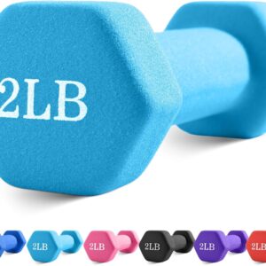 Portzon Weights Dumbbells with Neoprene Coating（Single）, 1LB-3LB Anti-Roll, Anti-Slip, Hexagonal Home Fitness Equipment for Shoulder, Neck, and Hand Training for Seniors over 55 old