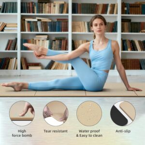 Foldable Yoga Mat Thick 10mm-WUWAN Extra Large Exercise Mat, TPE Material, Non-Slip Fitness Folding Mat Easy to Carry, Suitable for Home Workout Travel Pilates (75″ x40″,2/5″) (Blue)