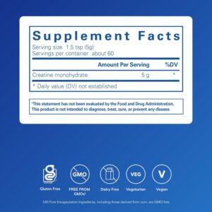 Pure Encapsulations Creatine – Creatine Supplement – Muscle Strength, Performance & Recovery – Pre-Workout Recovery Powder – Gluten-Free, Non-GMO & Hypoallergenic – 315 g (60 Servings)