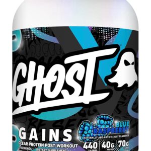 GHOST Clear Gains Mass Gainer Protein Powder – Post-Workout Weight Gainer Mix – 40g of Whey Protein Isolate, 440 Calories & 70g Vitargo Carbs – Lean Muscle Building & Recovery – Blue Raspberry