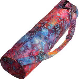 Hugger Mugger Batik Yoga Mat Bag – beautiful pattern, durable 100% cotton, full lining, adjustable strap, 2 extra zipper pockets