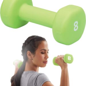 Gaiam Dumbbell Hand Weight (Sold in Singles) – Neoprene Coated Exercise & Fitness Dumbbell for Home Gym Workouts and Strength Training – Free Weights for Women and Men (8lb, Green)