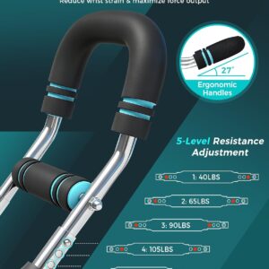 BAGAIL Twister Arm Trainer, 5 or 9 Level Resistance (30-140 lbs) for Chest & Arm Workout, All-in-One Home Gym Strength Training Equipment with Ergonomic Grips & Carry Bag for Men and Women