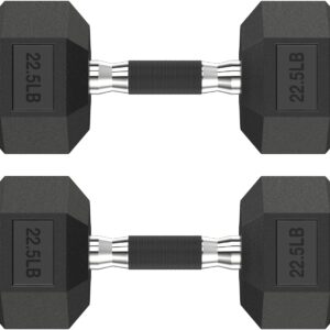 Hex Dumbbell Set 2.5-65 lb, Rubber Encased Hex Dumbbells for Home Gym, Weights Dumbbells Set of 2 Hand Weights for Strength Training & Fitness Exercise
