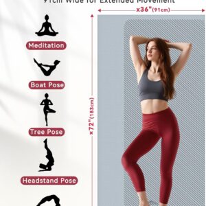 HAPBEAR Large Yoga Mat – 72″x36″ Extra Wide Exercise Mat – 1/4″ Thick Dual Color PVC | Anti-Slip Surface & High Cushioning – Ideal for Yoga, Pilates & Home Workouts – Bonus Mesh Bag