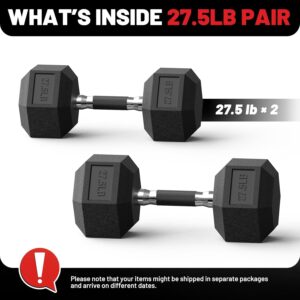 PAPABABE HEX Dumbbell Set 2.5-125lb, Rubber Encased Home Gym Dumbbells, Exercise & Fitness Weights Dumbbells for Women & Men, Hand Weight for Strength Training