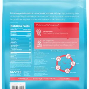 Oath Nutrition Clear Whey Isolate Protein Powder, ICY Blue Razz, 20g Complete Protein per Serving, No Added Sugar, Grass-Fed, 21 Servings
