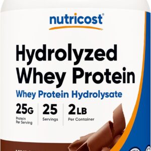 Nutricost Hydrolyzed Whey Protein Powder (Chocolate) 2 LBS – Whey Protein Hydrolysate, 25g of Protein, GMO-Free, Gluten-Free