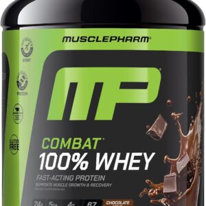 MusclePharm Combat 100% Whey Protein Powder, Chocolate Milk, Fast Recovery & Muscle Gain with Whey Isolate, High Protein Powder for Women & Men, Gluten Free, 5lb, 67 Servings