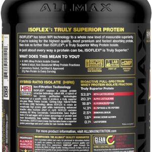 ALLMAX ISOFLEX Pure Whey Isolate Protein Powder – Gluten Free, Low Lactose, Sugar-Free – High-Protein, Clean, Keto-Friendly for Pre Post Workout Supplement for Women and Men | Vanilla, 2lb
