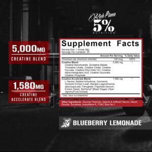5% Nutrition CreaTEN Creatine Complex + Accelerators | Flavored Creatine Powder for Muscle Gain | Max Power, Strength, Endurance, & Recovery (Blueberry Lemonade)