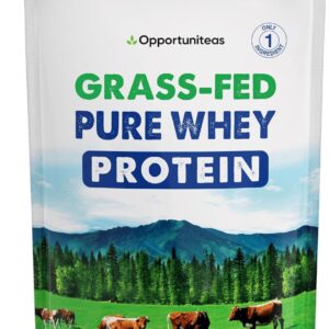 Opportuniteas Grass Fed Whey Protein Powder Concentrate – 1 Ingredient – Pure Protein Supplement for Drink, Smoothie, Shake, Cooking & Baking – Non GMO, Hormone Free & Gluten Free – 1 Pound