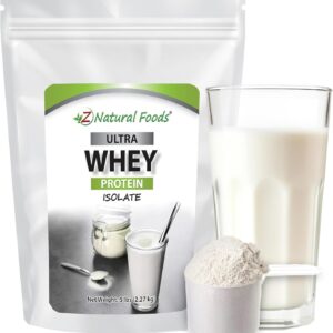 Z Natural Foods Ultra Whey Protein Isolate Powder – Pure, Unflavored, Unsweetened Whey Protein Powder – Flavorless Whey Isolate with Vital Proteins for Fitness, Sports Nutrition, Immune Support, 5 lb