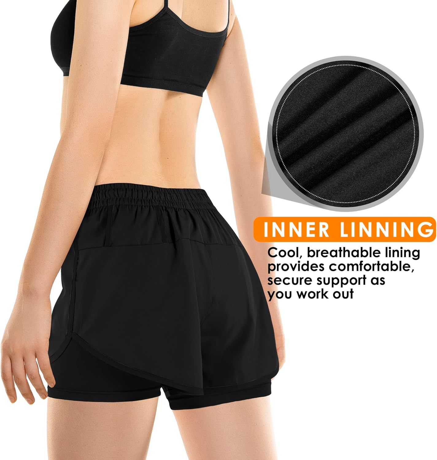 Women's 2 in 1 Running Shorts for Gym Yoga Workout Athletic Shorts High-Waisted Shorts with Liner Pockets - Image 3