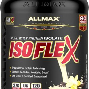 ALLMAX ISOFLEX Pure Whey Isolate Protein Powder – Gluten Free, Low Lactose, Sugar-Free – High-Protein, Clean, Keto-Friendly for Pre Post Workout Supplement for Women and Men | Vanilla, 2lb