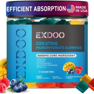 Creatine Monohydrate Gummies Complex 8000mg for Men and Women Creatine with Taurine BCAA Electrolyte for Strength Energy&Muscle Support Pre-Workout Gummies Sugar Free 120pcs