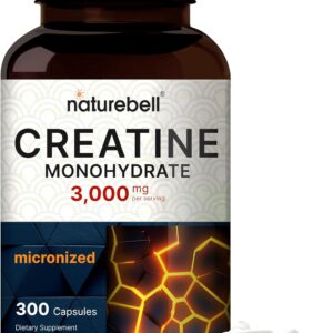 Creatine Monohydrate Capsules 3,000mg Per Serving, 300 Count | Micronized, Unflavored Creatine Pills | Pre-Workout & Muscle Strength Support | Easy to Swallow, Filler-Free | 50 Servings