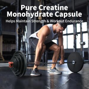 Creatine Monohydrate Capsules – Creatine Supplement, Muscle Building, Strength Training, Support Workout Recovery – Non GMO – Unflavored, Gluten Free, Keto Friendly – 90 Capsules