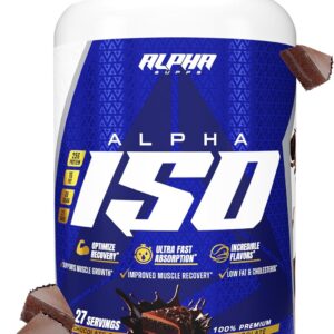 Alpha Supps ISO, Low Carb 100% Whey Protein Isolate Powder, 25 Grams Per Serving, Helps Support Muscle Growth, Low Sugar and Gluten Free (Chocolate Cake, 2 lb)