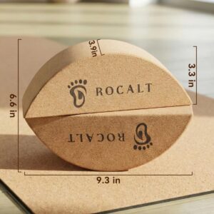 Rocalt 2 Pack Cork Yoga Blocks, Half Moon Yoga Block & Calf Stretching, Cork Foot Stretcher for Plantar Fasciitis Relief, Ankle Stretcher Pilates Block, Improve Balance, Stability & Foot Mobility