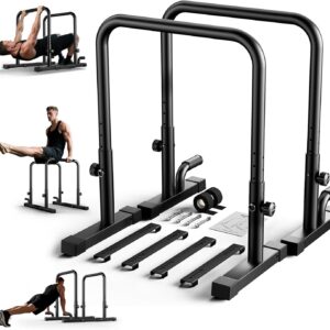 2026 Upgraded Dip Bars 880LBS Heavy Duty Dip Bar Station Height & Width Adjustable Parallettes Bars for Full Body Strength Training Push Up Bar for Beginners & Advanced Users