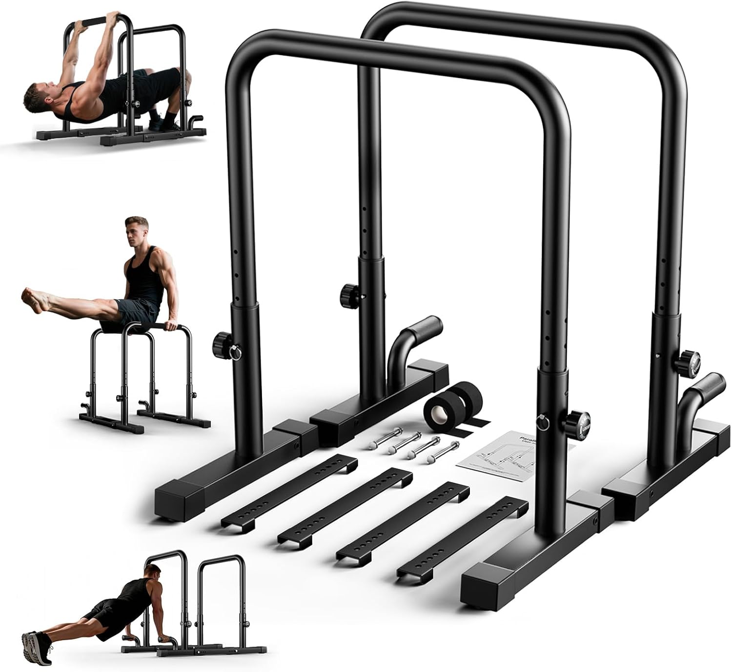 2026 Upgraded Dip Bars 880LBS Heavy Duty Dip Bar Station Height & Width Adjustable Parallettes Bars for Full Body Strength Training Push Up Bar for Beginners & Advanced Users