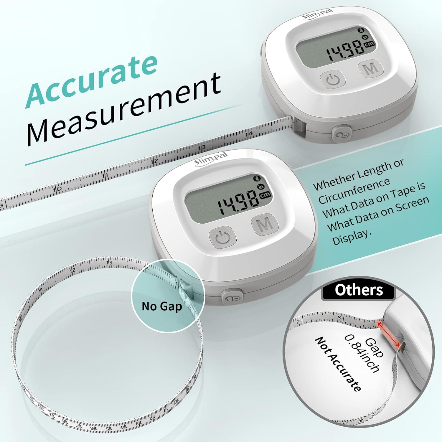 Slimpal Body Tape Measure with Case, Tool for Monitoring Body Fat, Measuring Tape for Body, Digital Smart Retractable Measuring Tape for Accurately Measuring BMI Fitness Body Shape and Weight-Loss - Image 6
