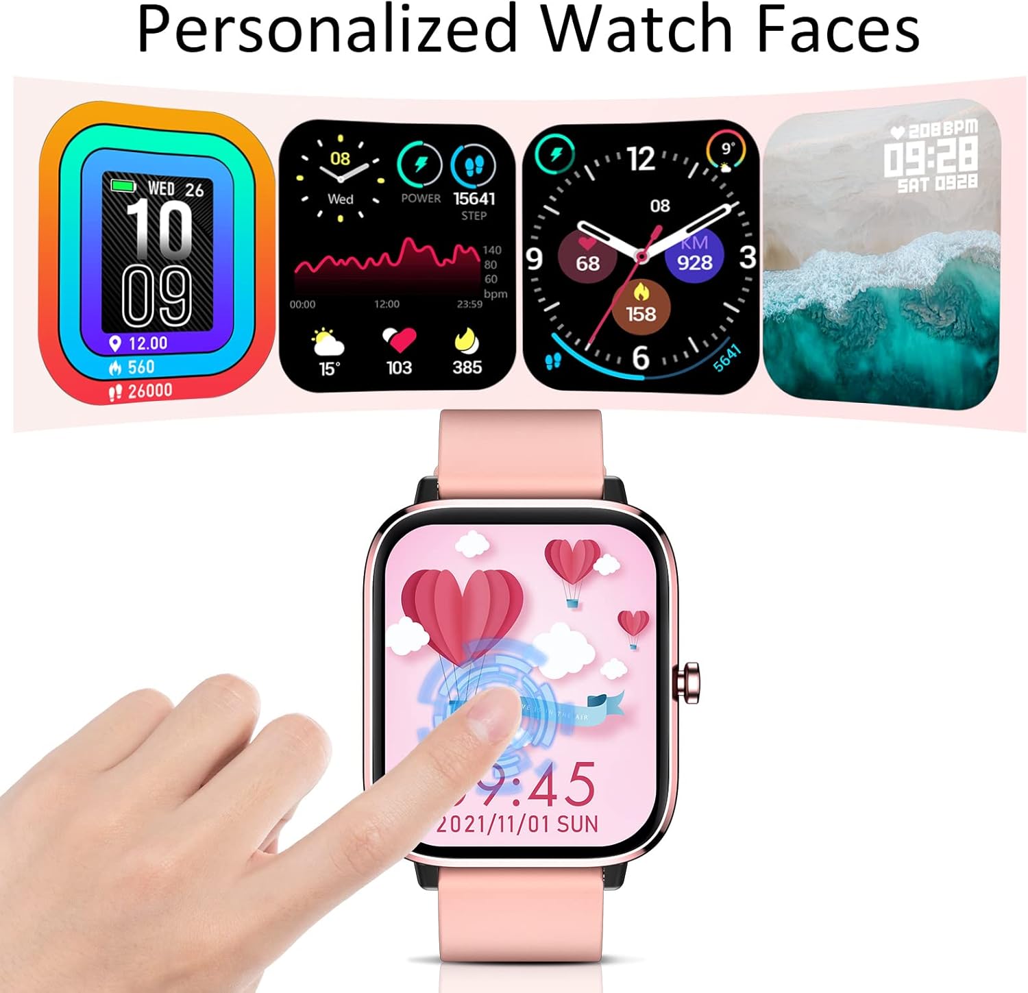 Smartwatch for Women - Call, Fitness Tracker, Heart Rate & Sleep Monitor, 1.69" Touch Screen, Waterproof - For Android & iPhone, Pink - Image 8
